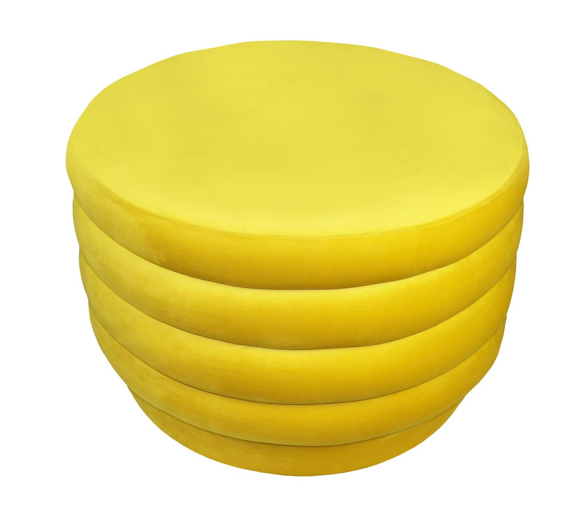 Tufted Round Cocktail Ottoman Velvet - Yellow