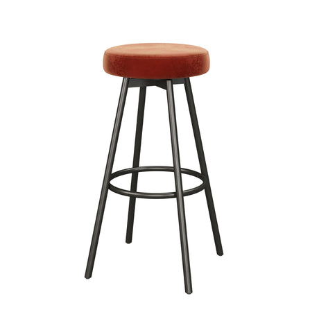 Modern Glam Upholstered Faux Velvet Bar Stool Red by Walker Edison | Bel Furniture