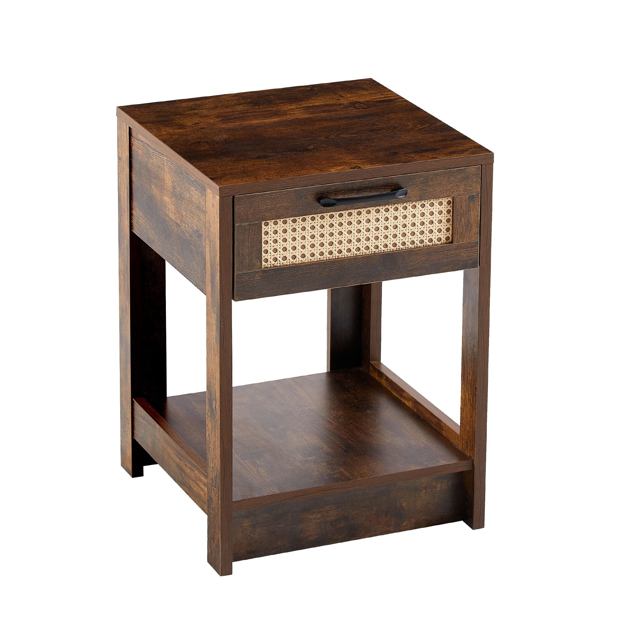 15.75" Rattan End Table With Drawer, Modern Nightstand, Side Table For Living Room, Bedroom