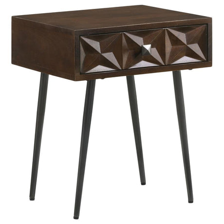 Ezra - 1-Drawer Rectangular Accent Side Table Dark Brown by CoasterEveryday | Bel Furniture