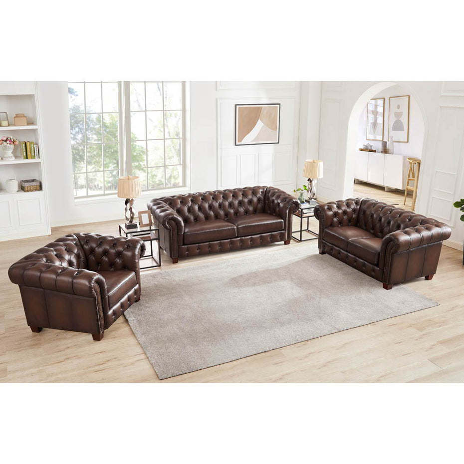 Versailles - Leather Loveseat - Caramel