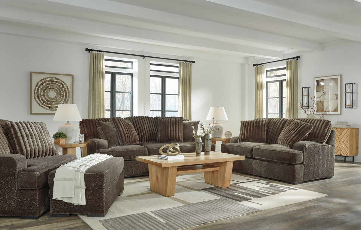 Aylesworth - Living Room Set Dark Brown 4 Pc. Sofa, Loveseat, Chair And A Half, Ottoman by Benchcraft® | Bel Furniture