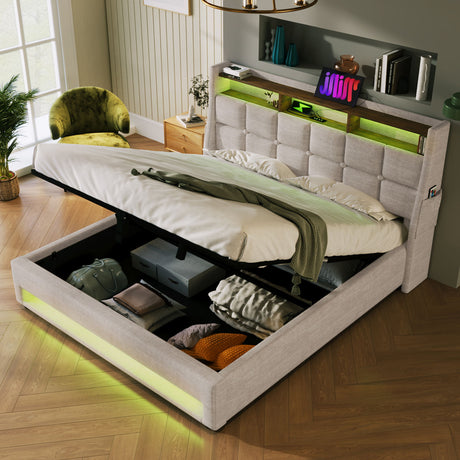Upholstered Platform Bed With A Hydraulic Storage System, LED And USB Charging (Without Mattress) - view 24