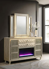 Lorient - 8-Drawer LED Bedroom Flame Box Dresser