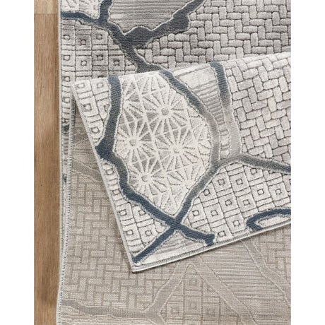 Geometrix - 5'3" X 7'3" Area Rug, Geometric 3D Effect - Gray / Ivory - view 4