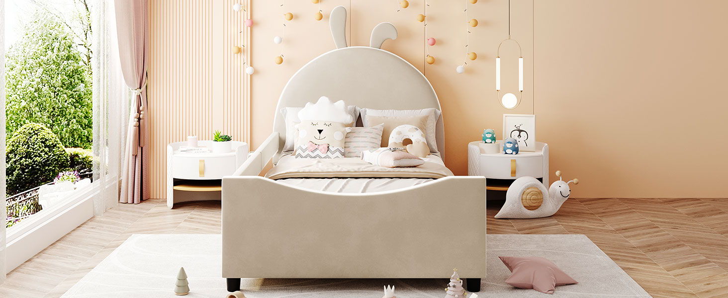 Upholstered Daybed With Rabbit Ear Shaped Headboard