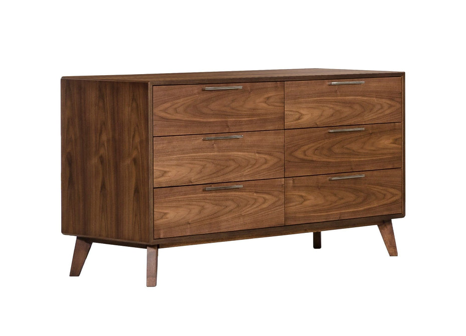 Wood Six Drawer Double Dresser - Brown