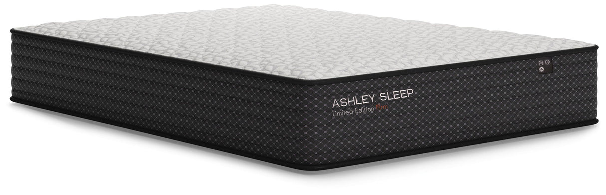 Ashley Sleep Limited Edition Firm innerspring mattress with black fabric and gray quilted top - Bel Furniture