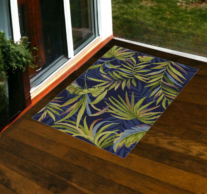 2' X 3' Floral Handmade Indoor / Outdoor Area Rug - Blue