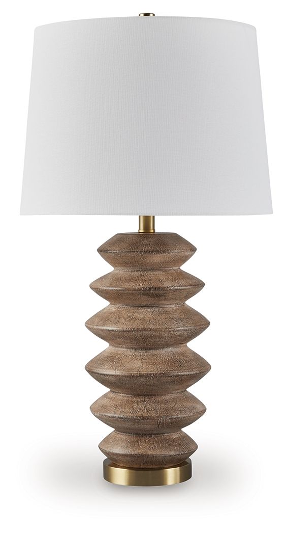 Jyllyard - Brown / Gold Finish - Poly Table Lamp by Signature Design by Ashley® | Bel Furniture