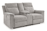 Barnsana - Dbl Power Reclining Loveseat With Console Pearl Silver by Signature Design by Ashley® | Bel Furniture