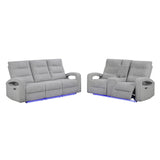 Isolde - Power Reclining Sofa, LED Lighting - Gray