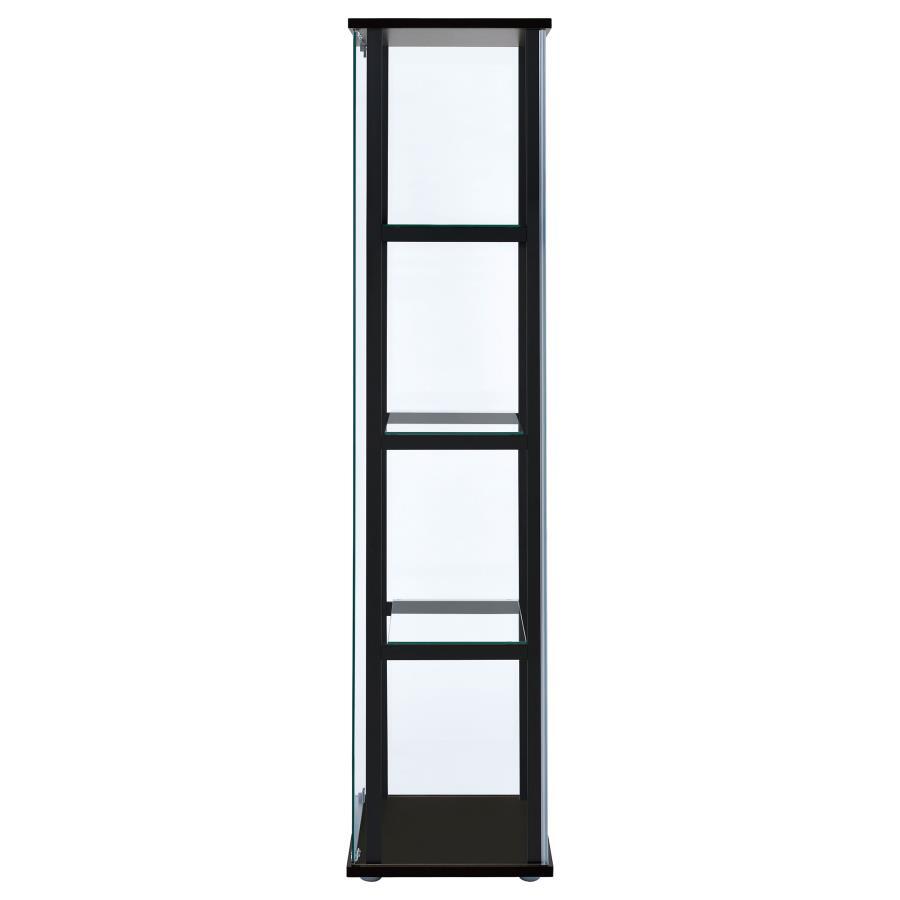 Cyclamen - 4-Shelf Clear Glass Curio Display Cabinet - Black