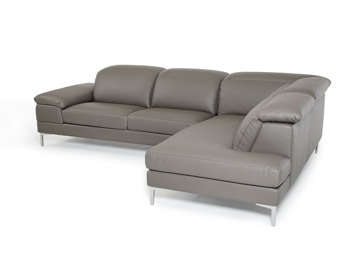 Eco Leather Wood Steel And Foam Sectional Sofa - Gray