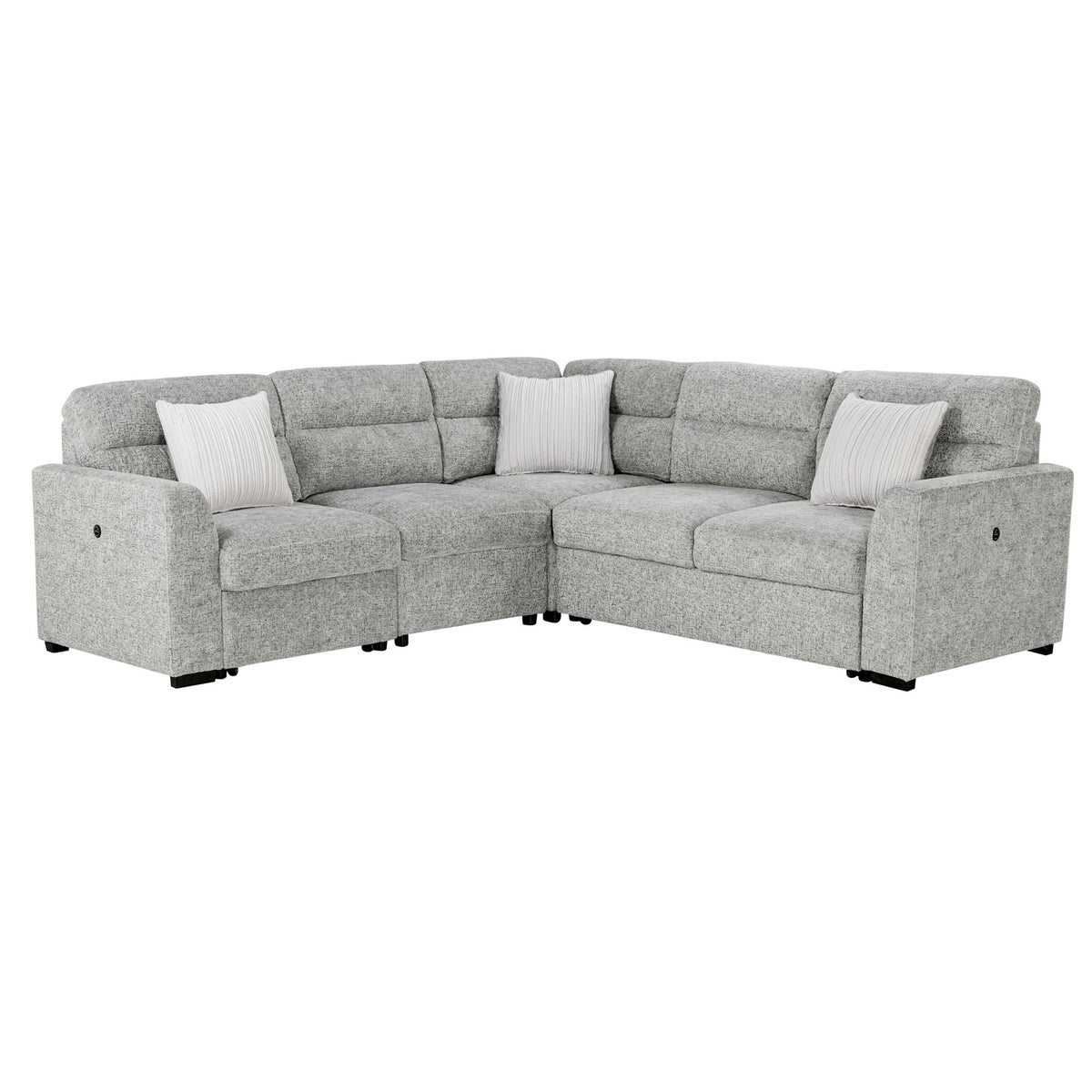 Emiliano - Sectional Sofa With 3 Pillows - Nickel