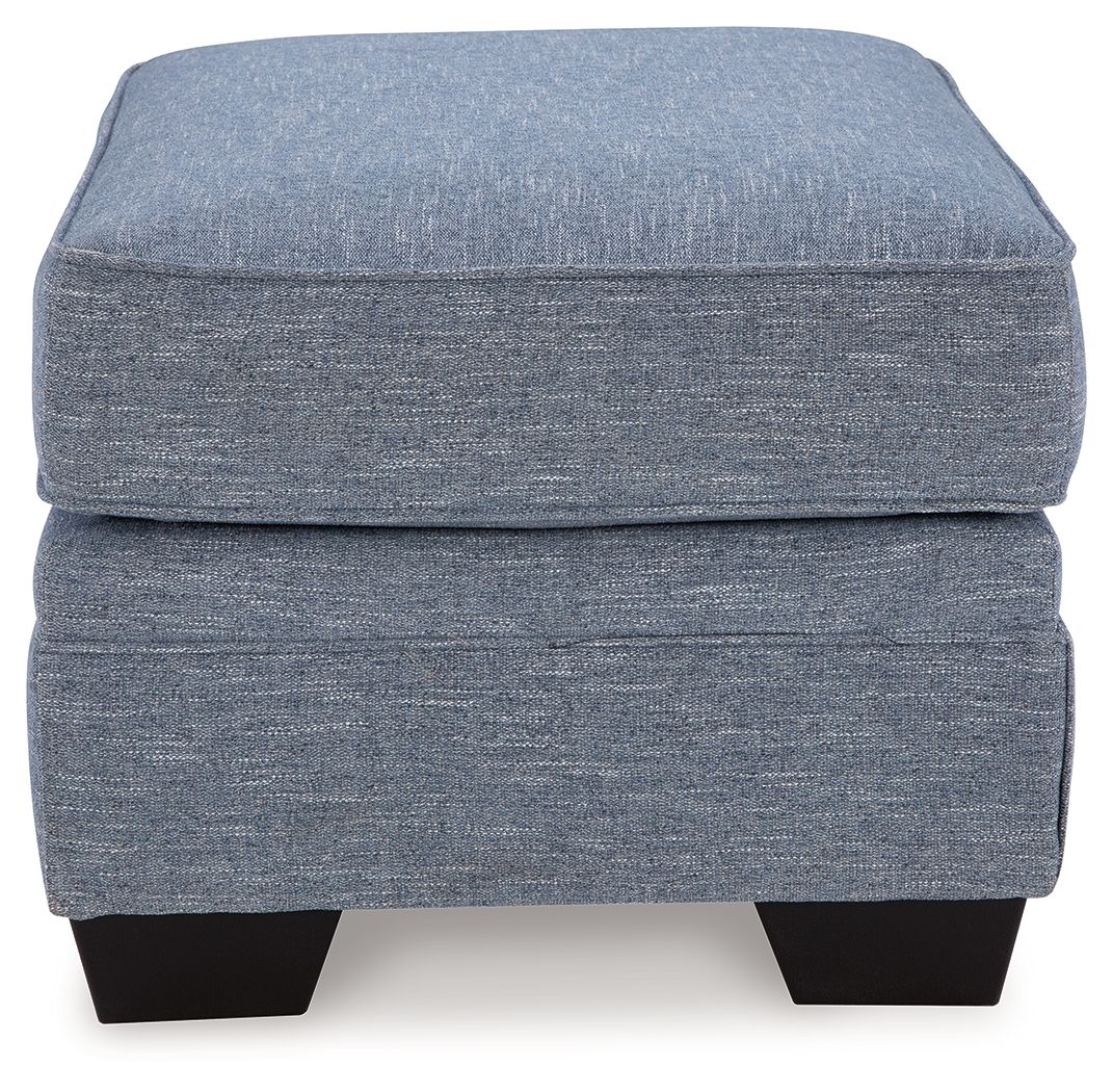 Carissa Manor - Denim - Ottoman by Benchcraft® | Bel Furniture