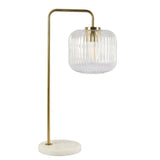 Haven - Clear Table Lamp, Button Control - Gold / White / White Marble by Ashcroft Furniture | Bel Furniture
