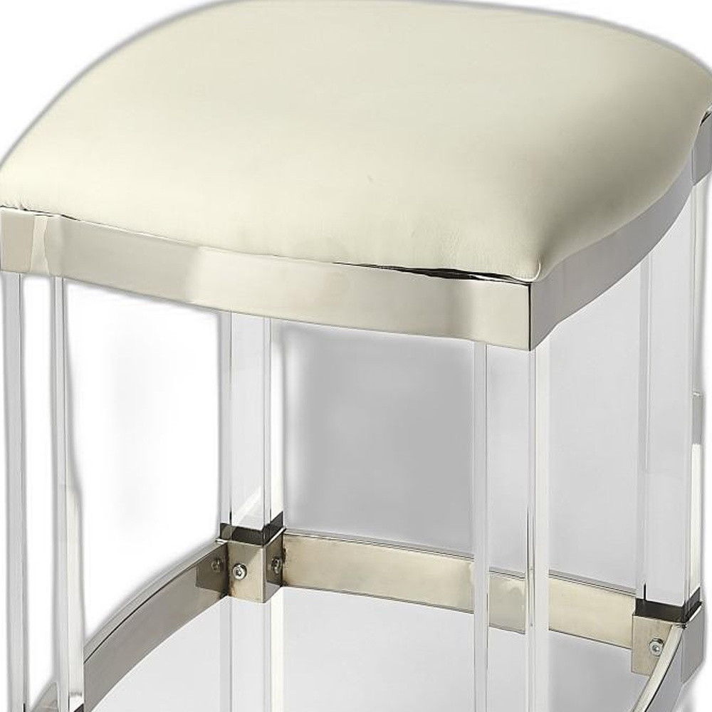 Backless Counter Height Bar Chair - White / Clear