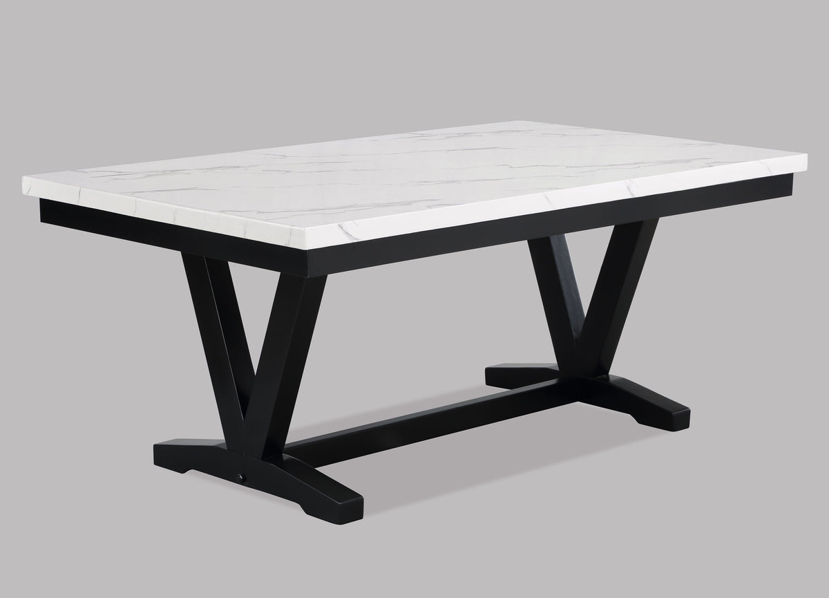 Tanner - Dining Table, Faux Carrara Marble - White / Black by Crown Mark | Bel Furniture