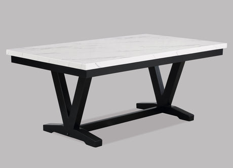 Tanner - Dining Table, Faux Carrara Marble - White / Black by Crown Mark | Bel Furniture
