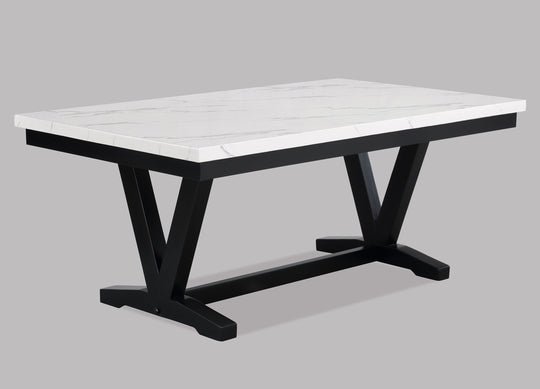 Tanner - Dining Table, Faux Carrara Marble - White / Black by Crown Mark | Bel Furniture