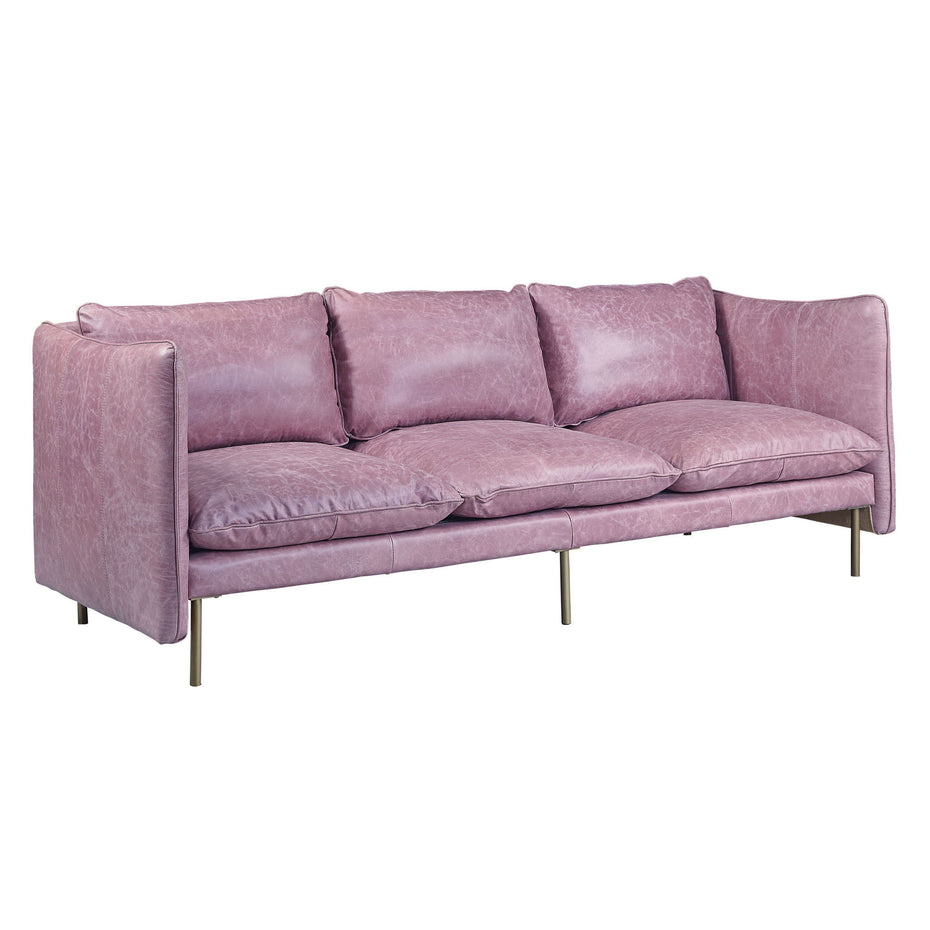 Top Grain Leather And Black Sofa - Wisteria