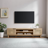 Modern Door Low TV Stand For TVs Up To 80" - Coastal Oak by Walker Edison | Bel Furniture