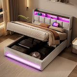 Upholstered Platform Bed With A Hydraulic Storage System, LED And USB Charging (Without Mattress)