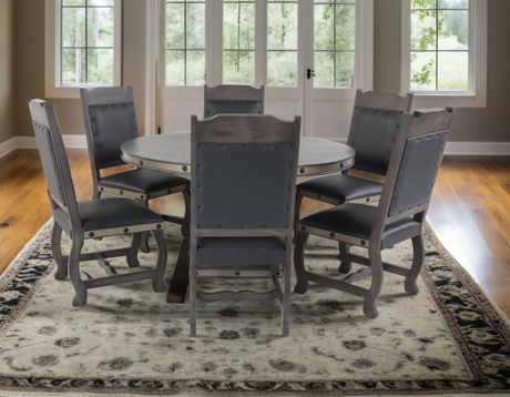 7 Piece Round Dining Table set by Mollai Collections | Bel Furniture