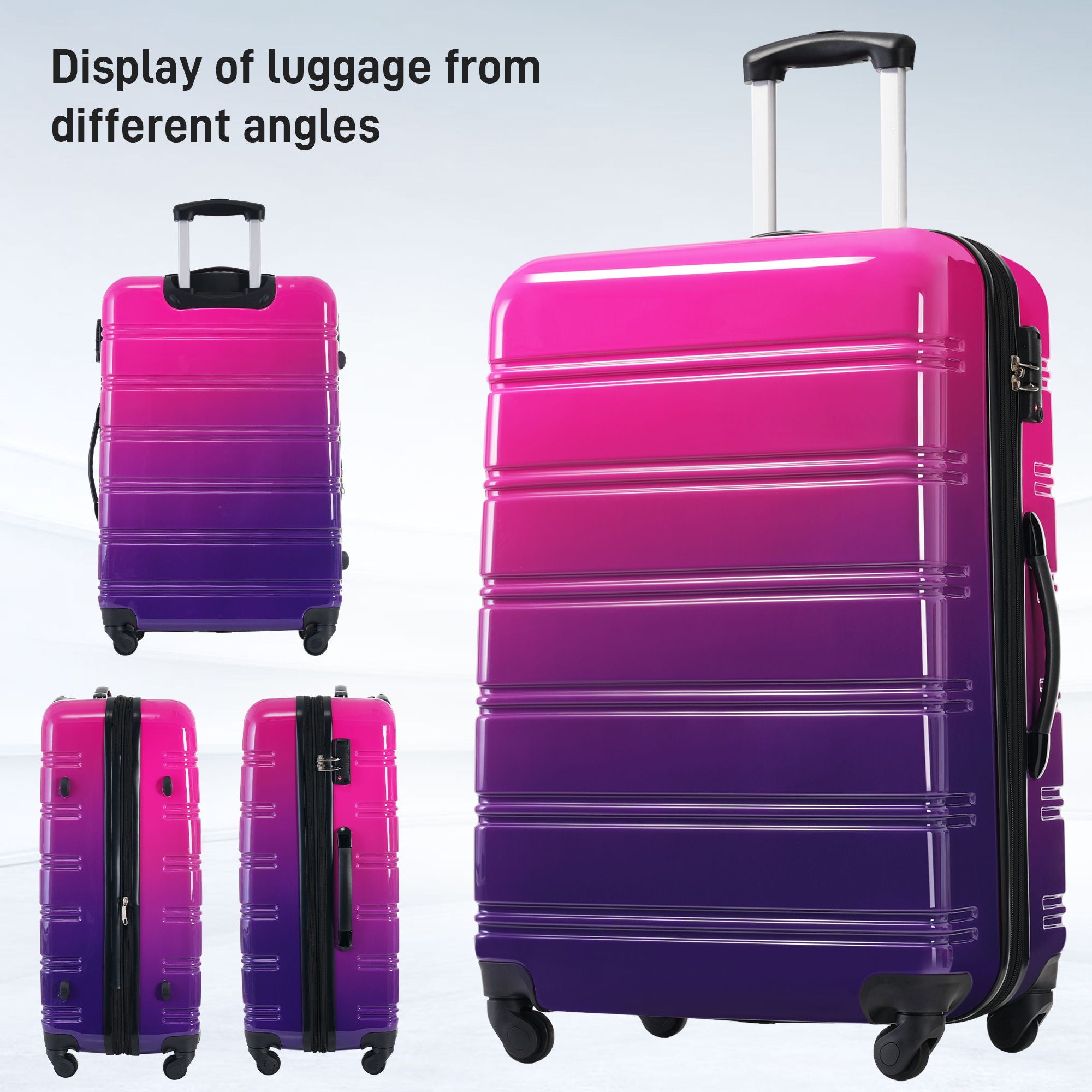 Hardshell Luggage Sets 3 Piece Gradient Color Expandable Suitcase With Spinner Wheels And Tsa Lock Lightweight 20" 24" 28" Available