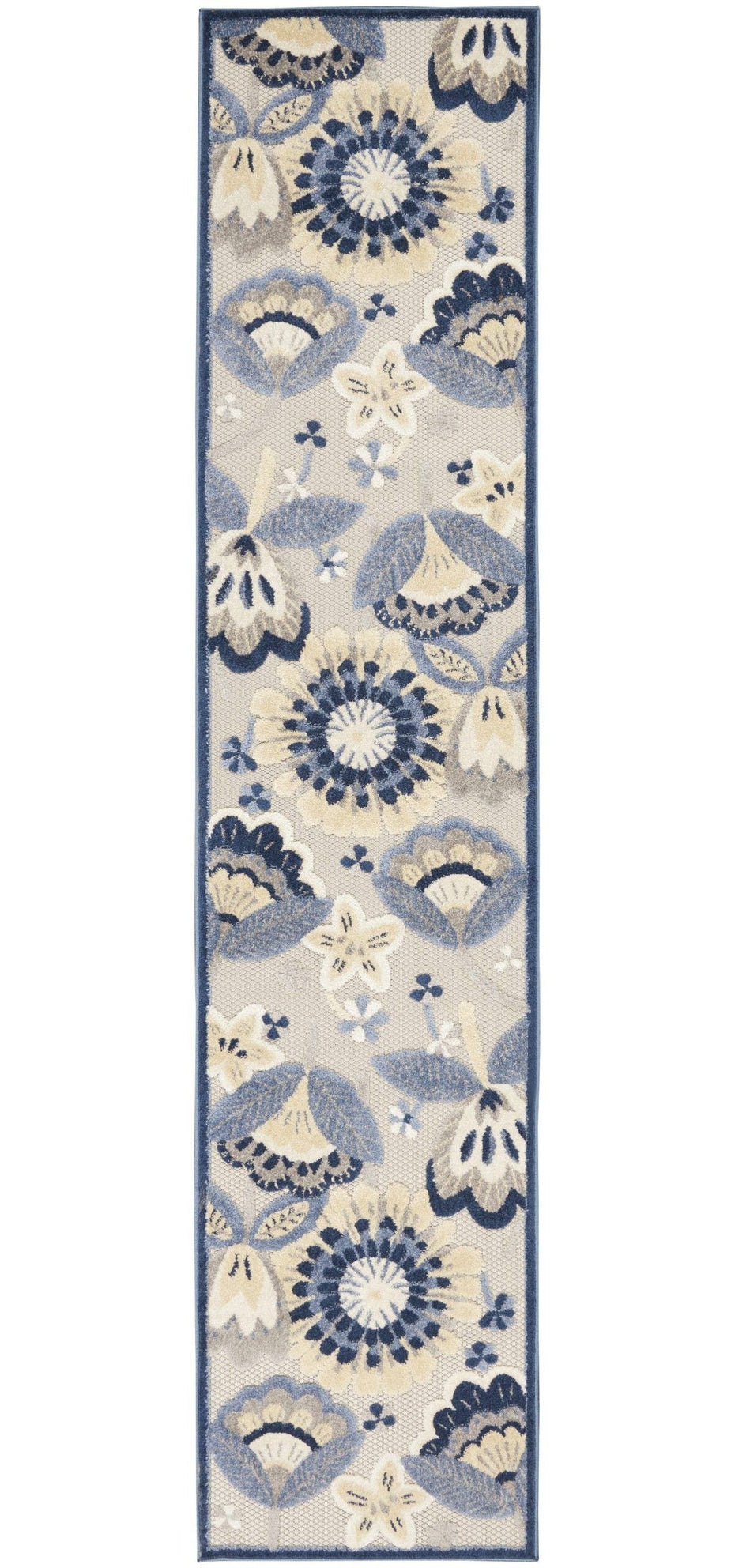 2' X 8' Toile Non Skid Indoor / Outdoor Runner Rug - Blue / Gray