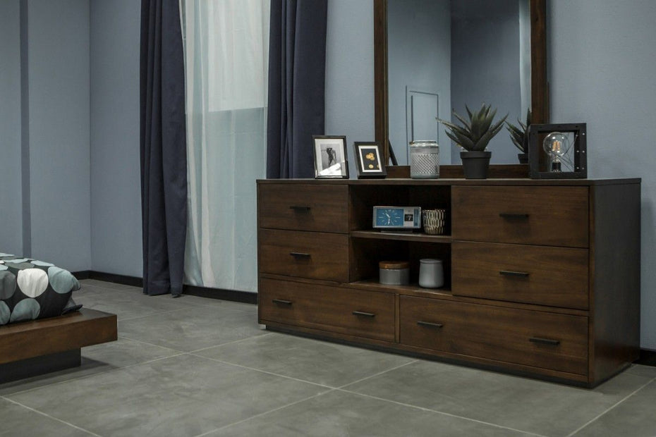 Six Drawer Double Dresser - Walnut