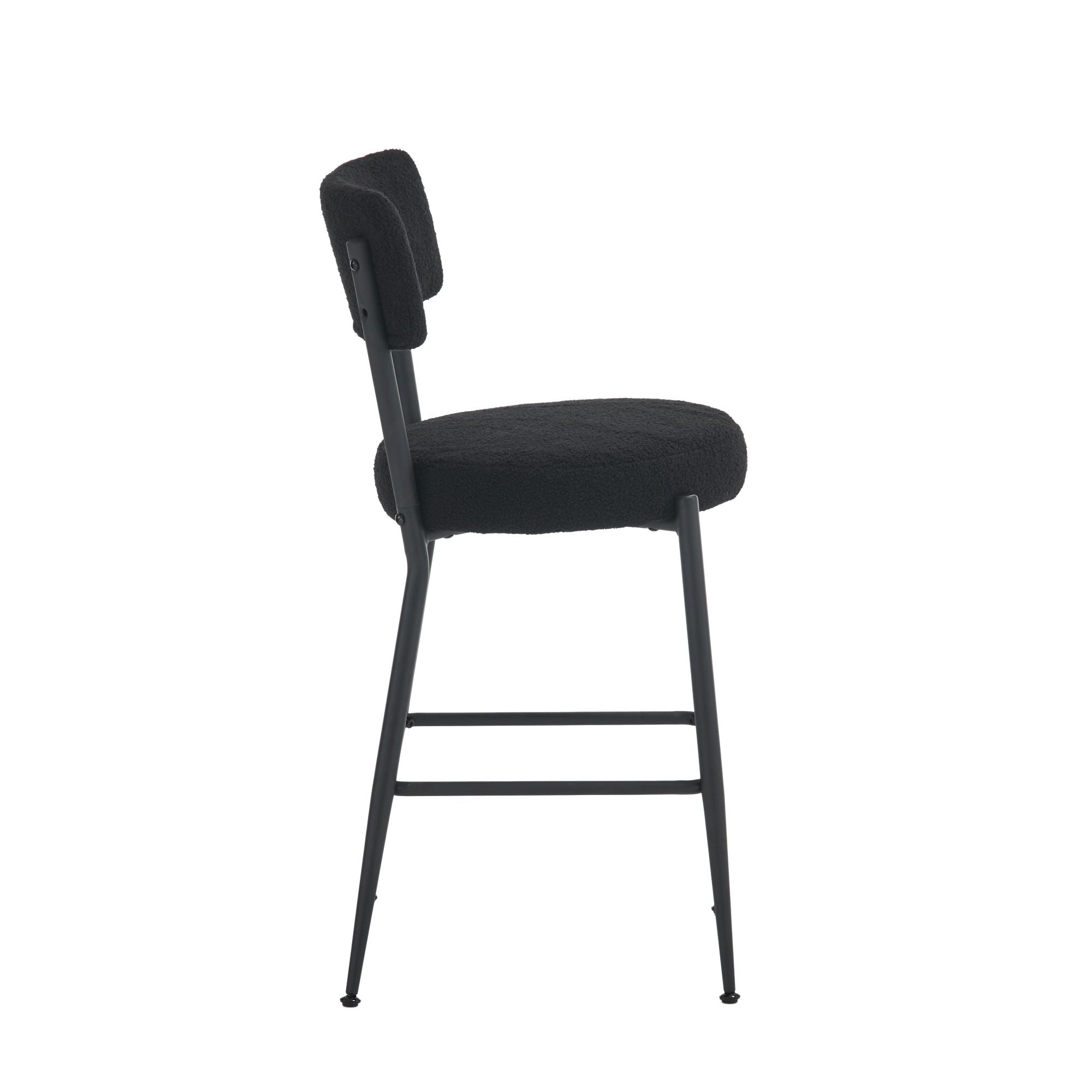 Modern Teddy Fabric Upholstered Bar Stools - Black Legs