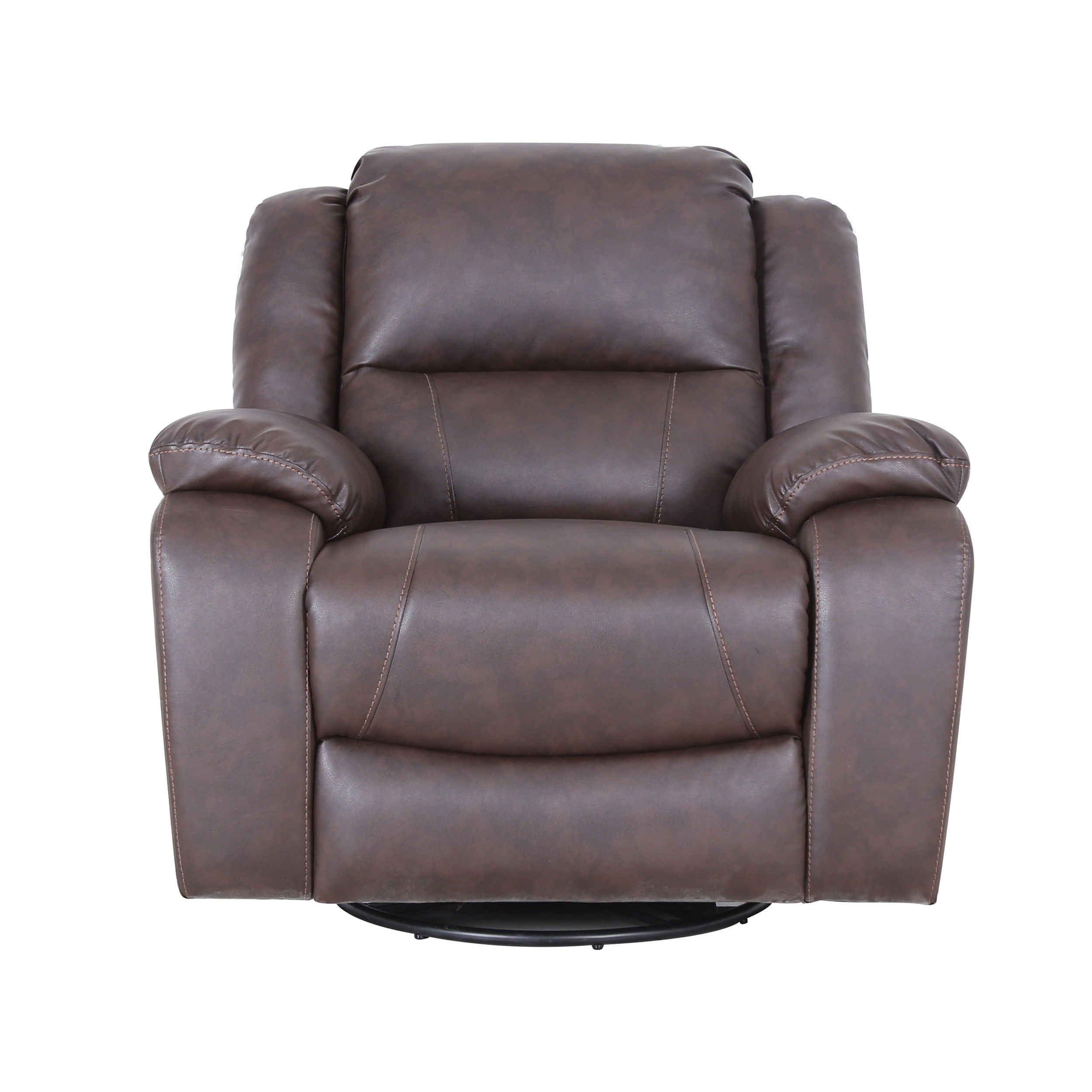 Wide - Faux Leather Manual Swivel Standard Recliner - Dark Brown