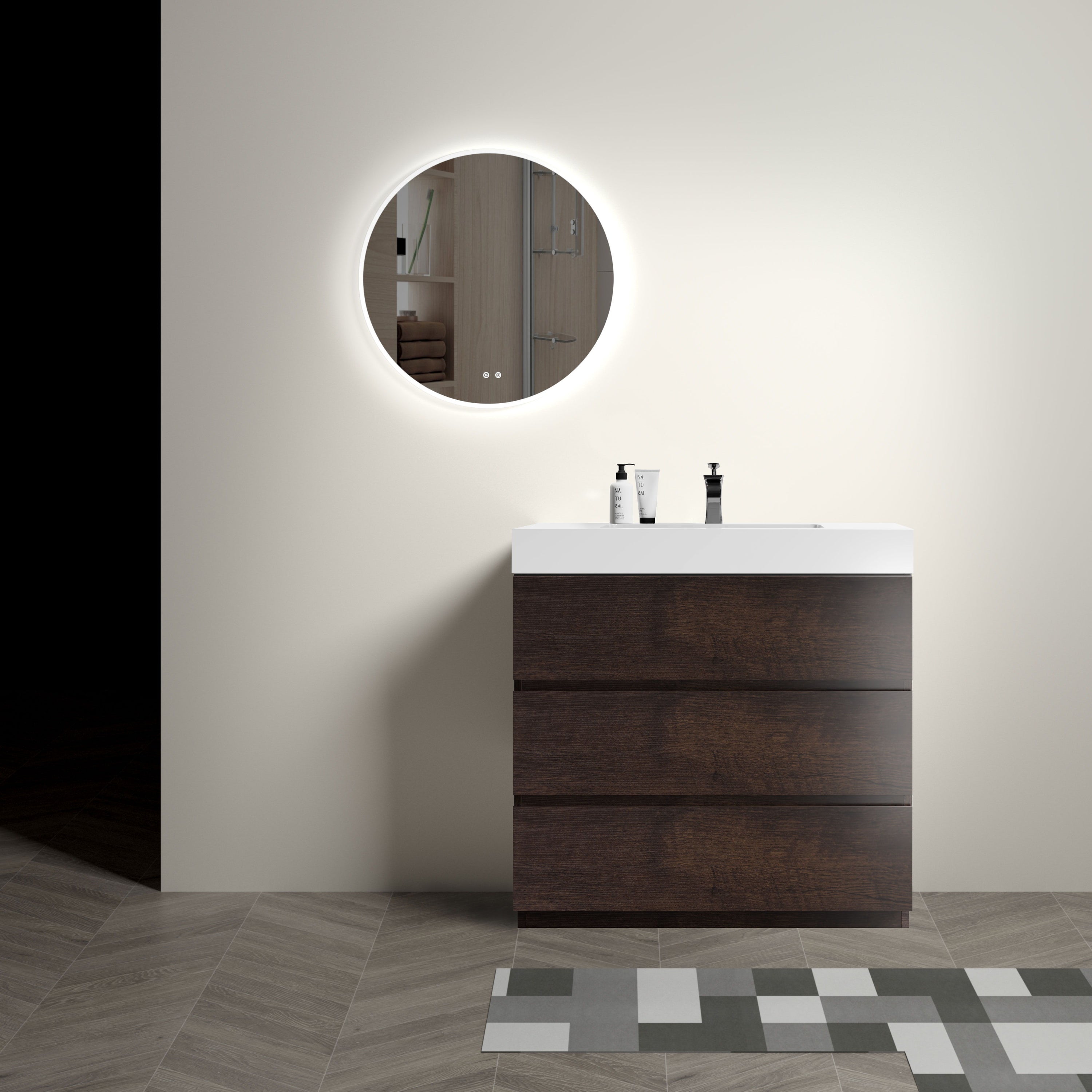 Alice - Bathroom Vanity With Large Storage Freestanding Bathroom Vanity, Sink For Modern Bathroom, One-Piece Sink Basin Without Drain And Faucet