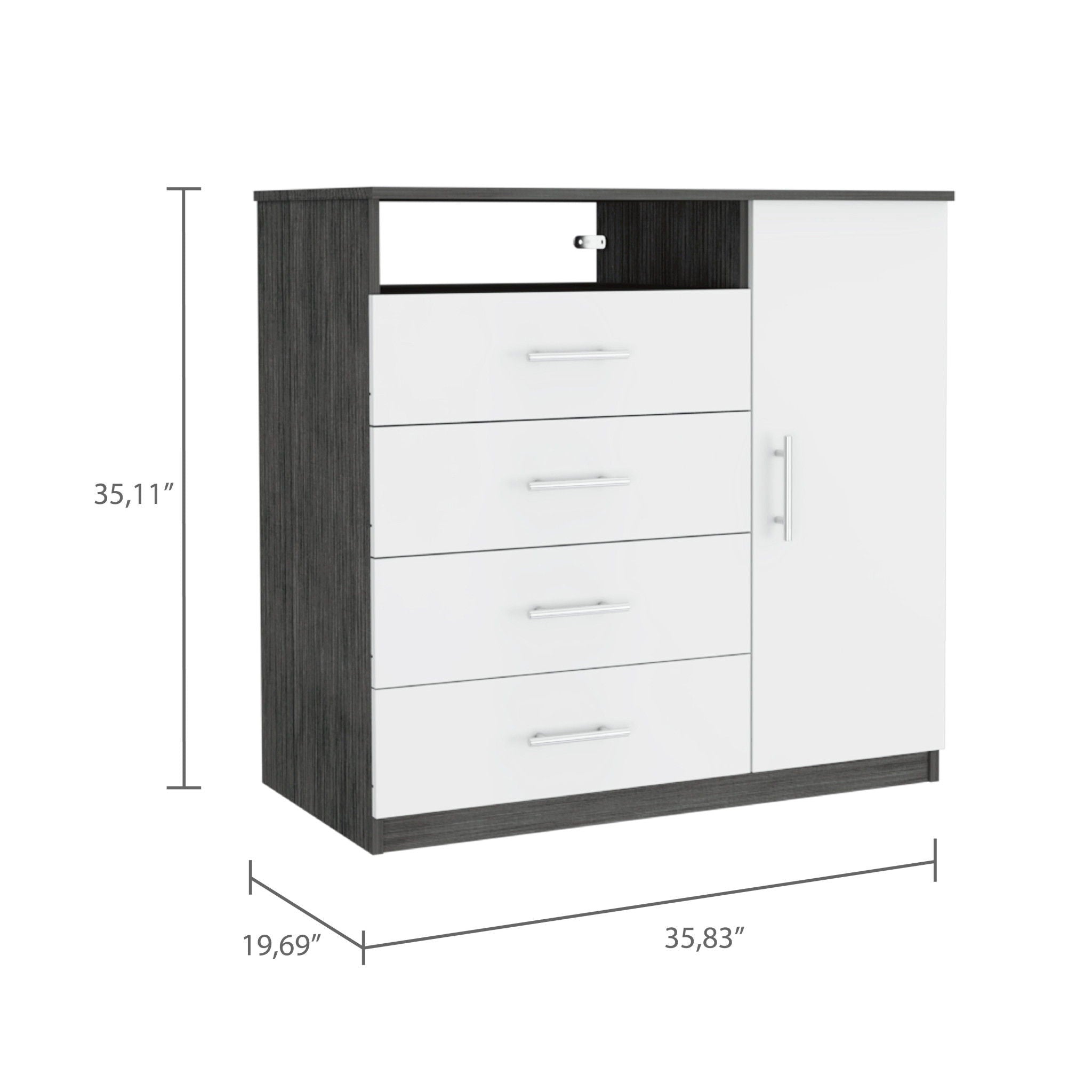 Four Drawer Combo Dresser - White / Gray