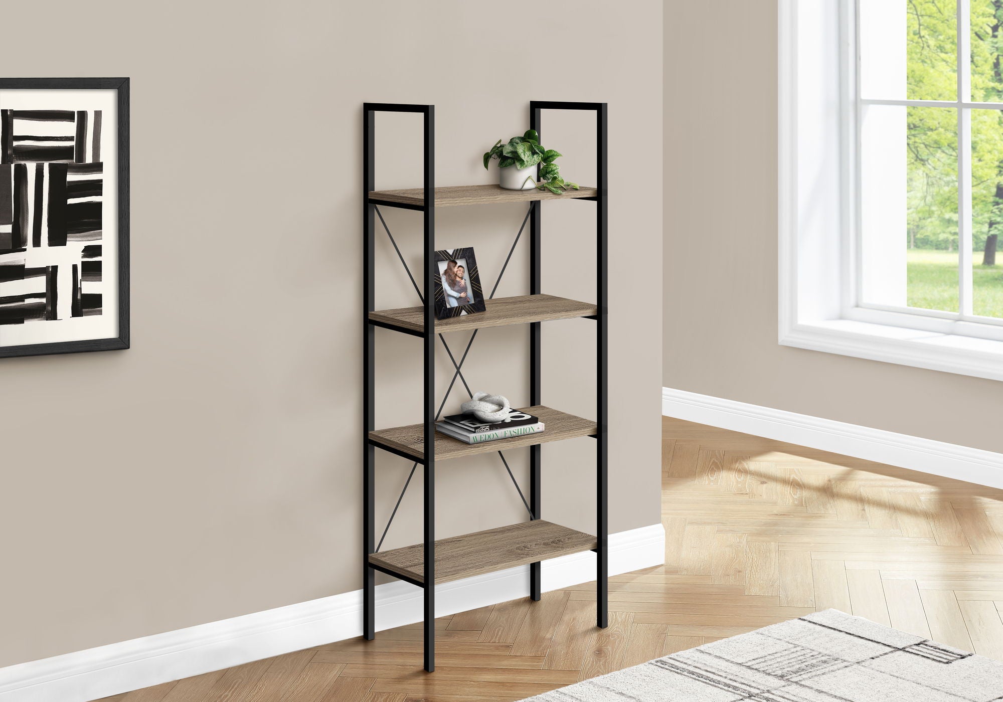 Bookshelf, Bookcase, 4 Tier, Office, Bedroom, Contemporary, Modern