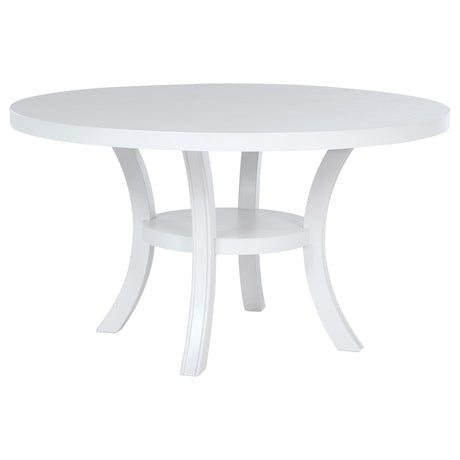 Judd - Round Dining Wood Table With Shelf - Pearl White by Coaster Fine Furniture | Bel Furniture