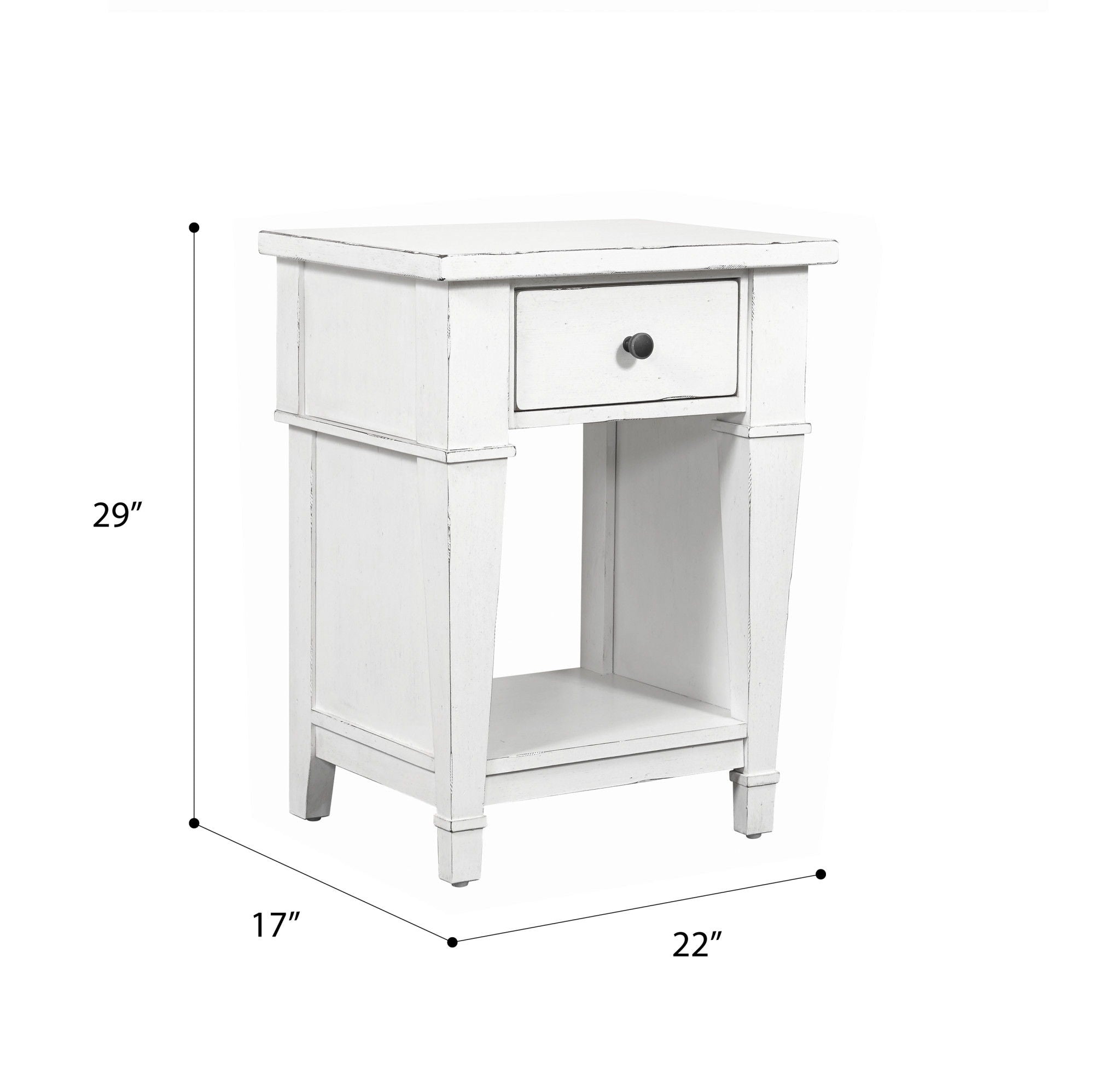 Coastal 1 Drawer Nightstand - White