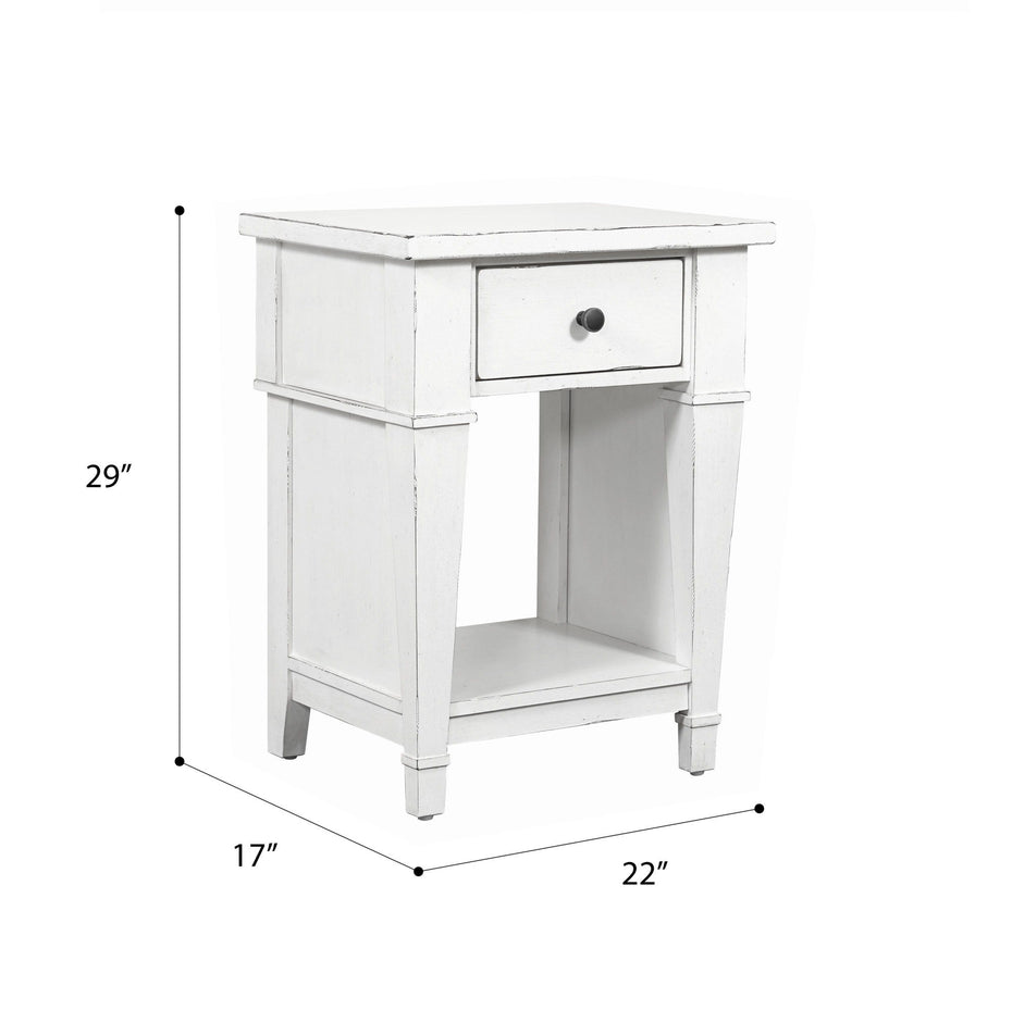 Coastal 1 Drawer Nightstand - White