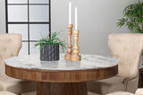 Ortega - Round Marble Top Wood Dining Table - Natural by CoasterElevations | Bel Furniture