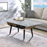 Landon - Coffee Table With Glass Marble Texture Top And Bent Wood Design by Lilola Home | Bel Furniture