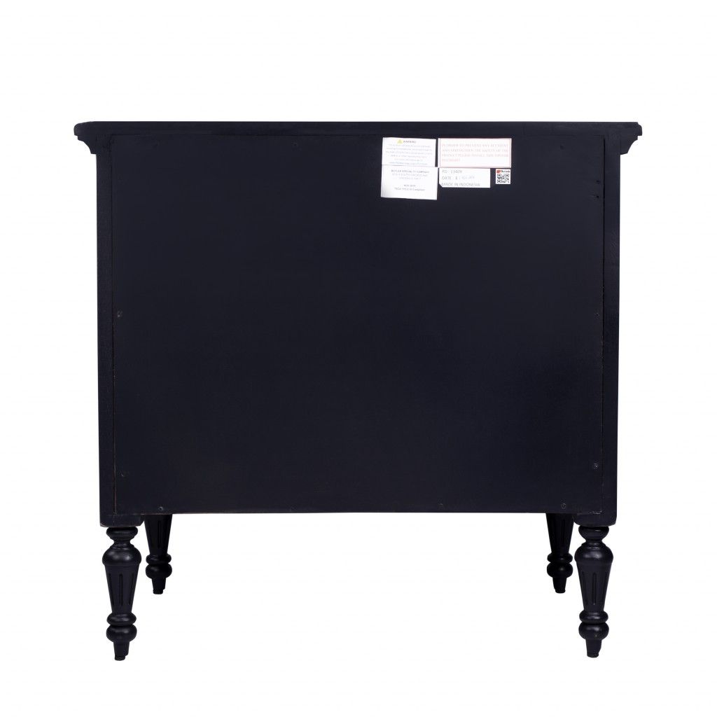 Solid Wood Four Drawer Gentlemans Chest - Black