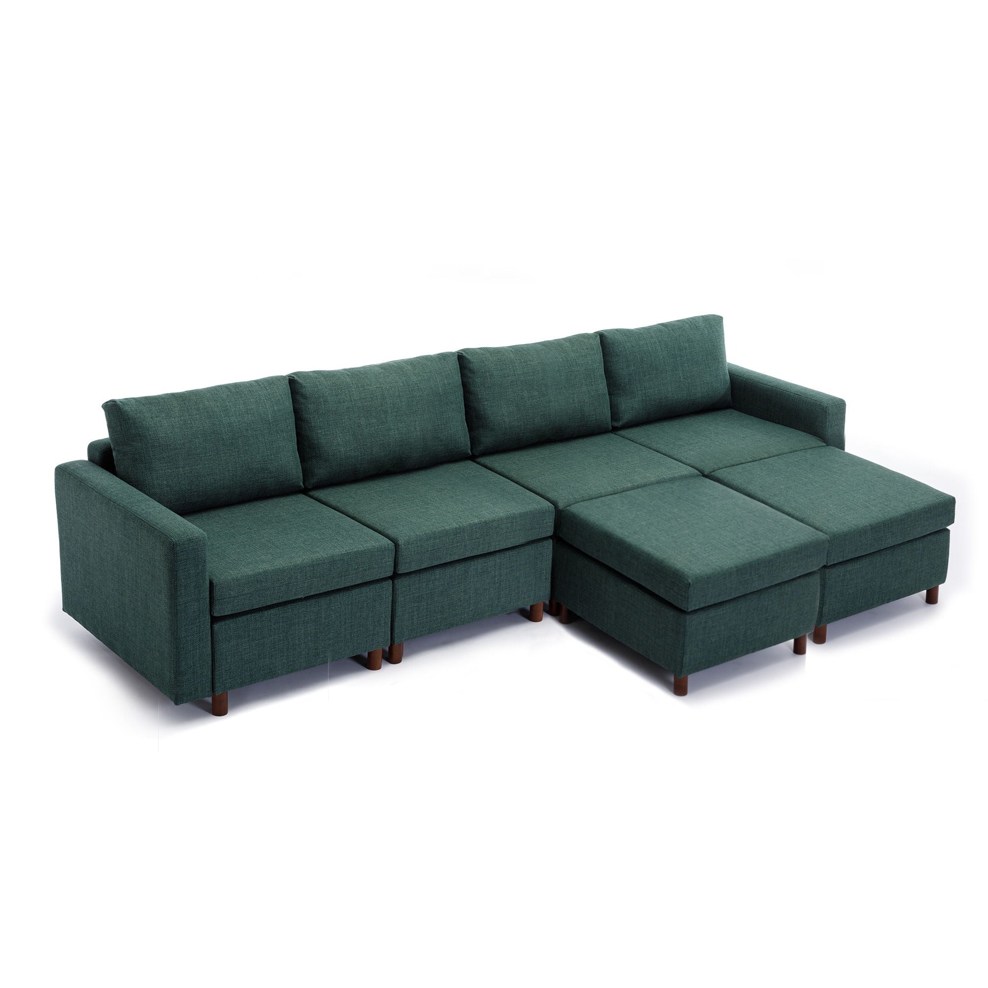 4 Seat Module Sectional Sofa Couch With 2 Ottoman For Living Room, Seat Cushion And Back Cushion Non-Removable And Non-Washable