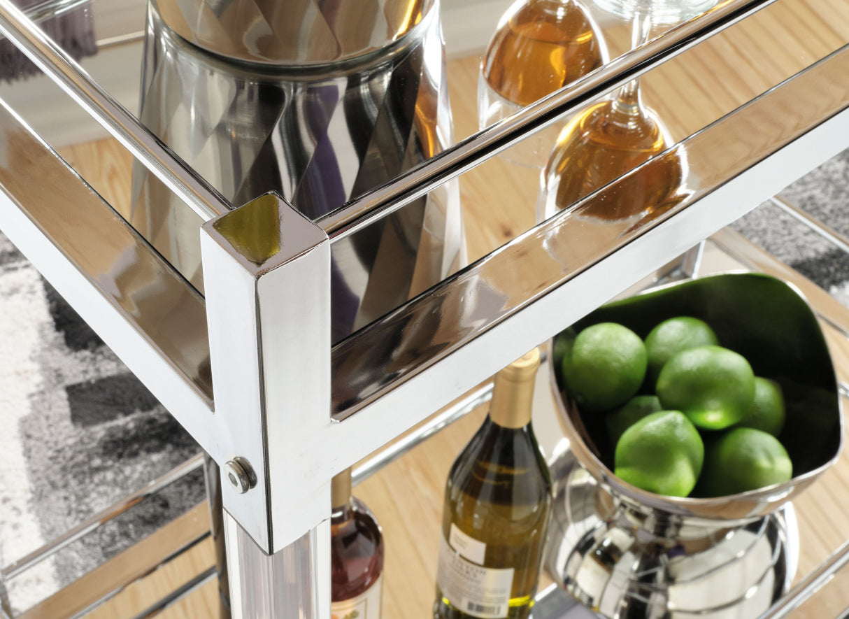 Chaseton - Clear / Silver Finish - Bar Cart by Signature Design by Ashley® | Bel Furniture