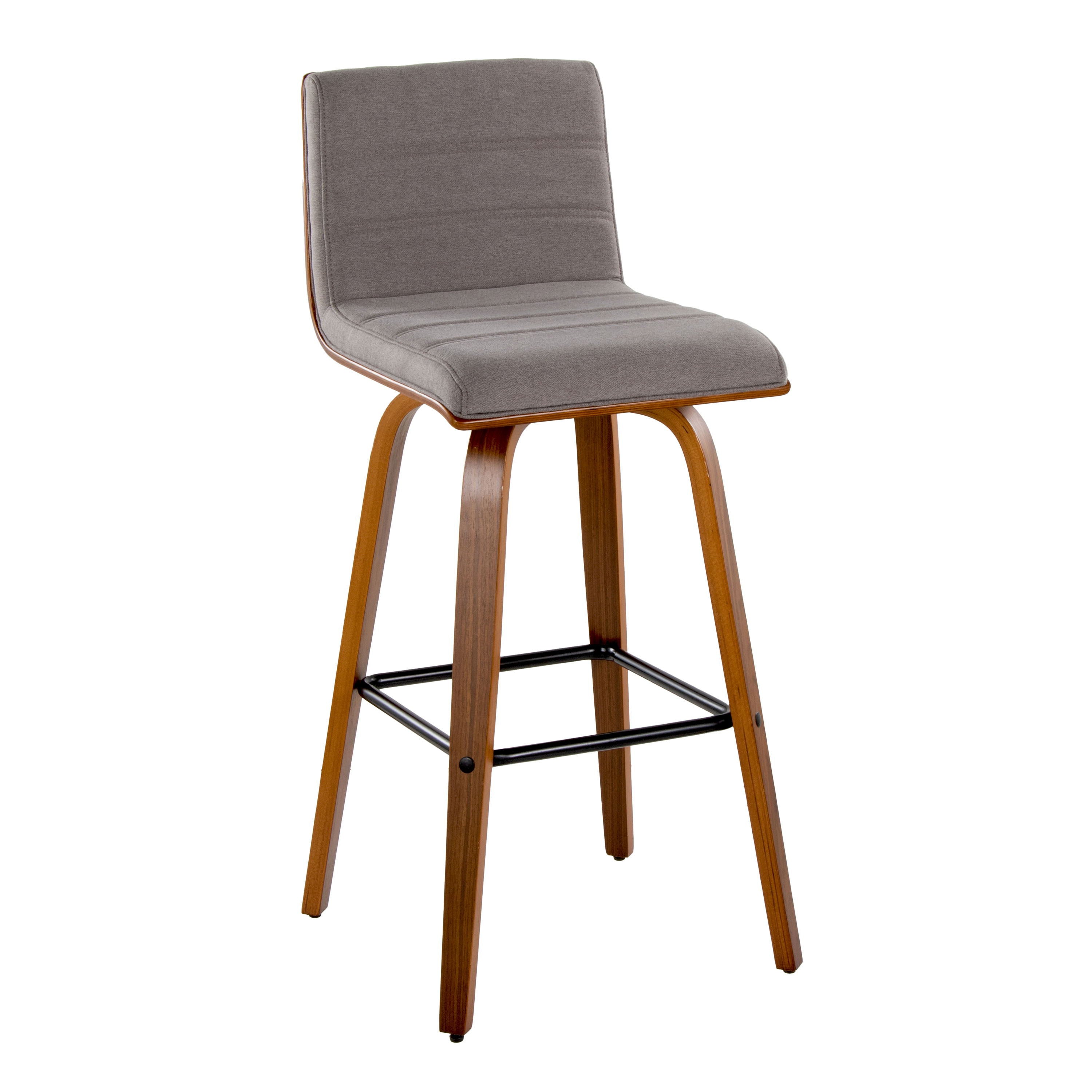 Vasari - Mid Century Modern Fixed Height Barstool With Swivel With Square Footrest (Set of 2)