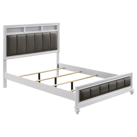 Barzini - Upholstered Panel Bed White Queen by CoasterEveryday | Bel Furniture