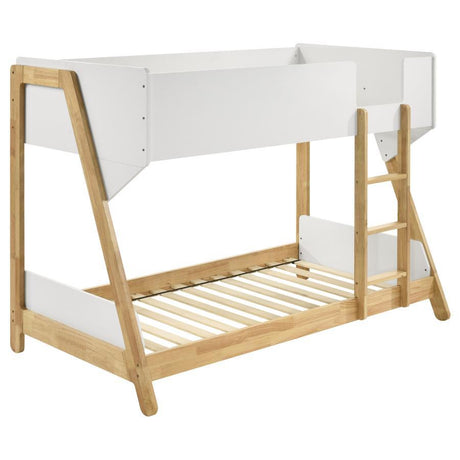 Wyatt - Wood Twin Over Twin Bunk Bed - White And Natural by Coaster Fine Furniture | Bel Furniture