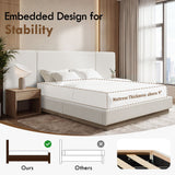 Muse - Queen Upholstered Platform Bed Frame - Ivory / Light Gray / Camel Oak