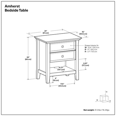 Amherst - Bedside Table, Handcrafted - view 30